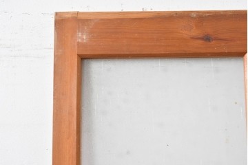 ヴィンテージ建具　昭和中期　温かな木味の三本縦桟ガラス戸1枚　(R-085048)
