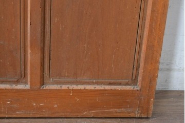 ヴィンテージ建具　昭和中期　温かな木味の三本縦桟ガラス戸1枚　(R-085048)