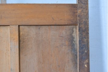 ヴィンテージ建具　昭和中期　温かな木味の三本縦桟ガラス戸1枚　(R-085048)