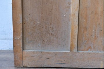 ヴィンテージ建具　昭和中期　温かな木味の三本縦桟ガラス戸1枚　(R-085048)