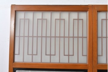 アンティーク建具　昭和初期～中期　美品　上手物!!　幾何学格子デザインの引き戸2枚セット　(R-085049)