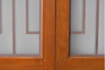 アンティーク建具　昭和初期～中期　美品　上手物!!　幾何学格子デザインの引き戸2枚セット　(R-085049)