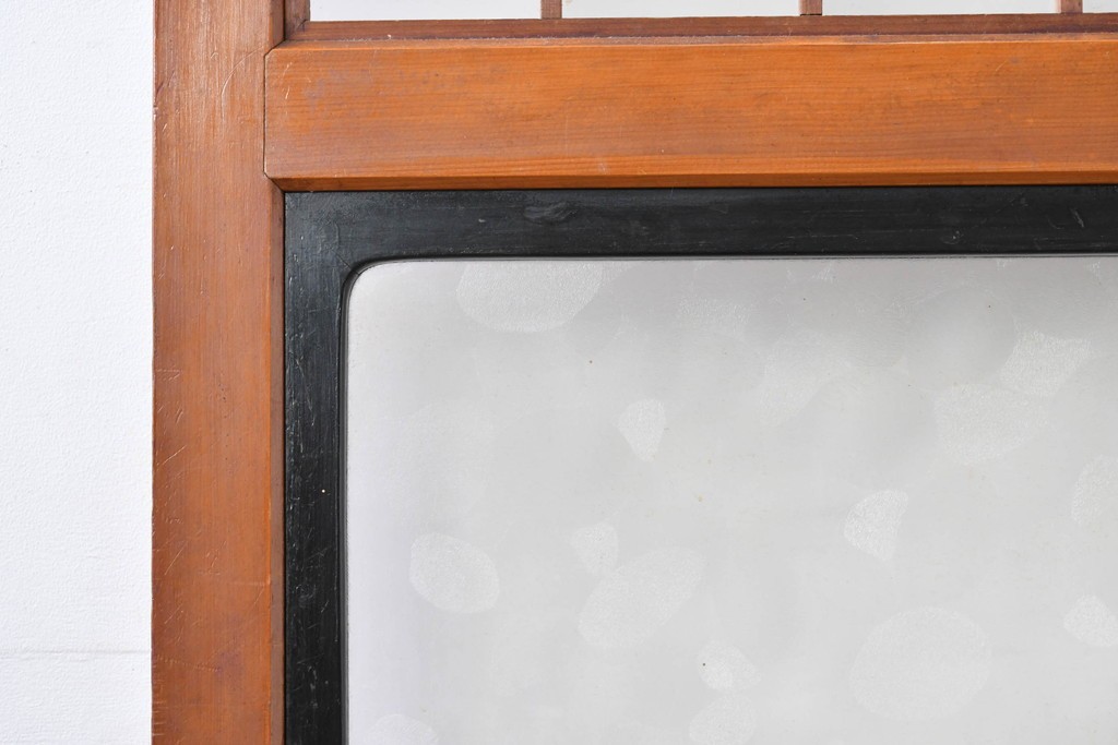 アンティーク建具　昭和初期～中期　美品　上手物!!　幾何学格子デザインの引き戸2枚セット　(R-085049)