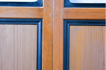 アンティーク建具　昭和初期～中期　美品　上手物!!　幾何学格子デザインの引き戸2枚セット　(R-085049)