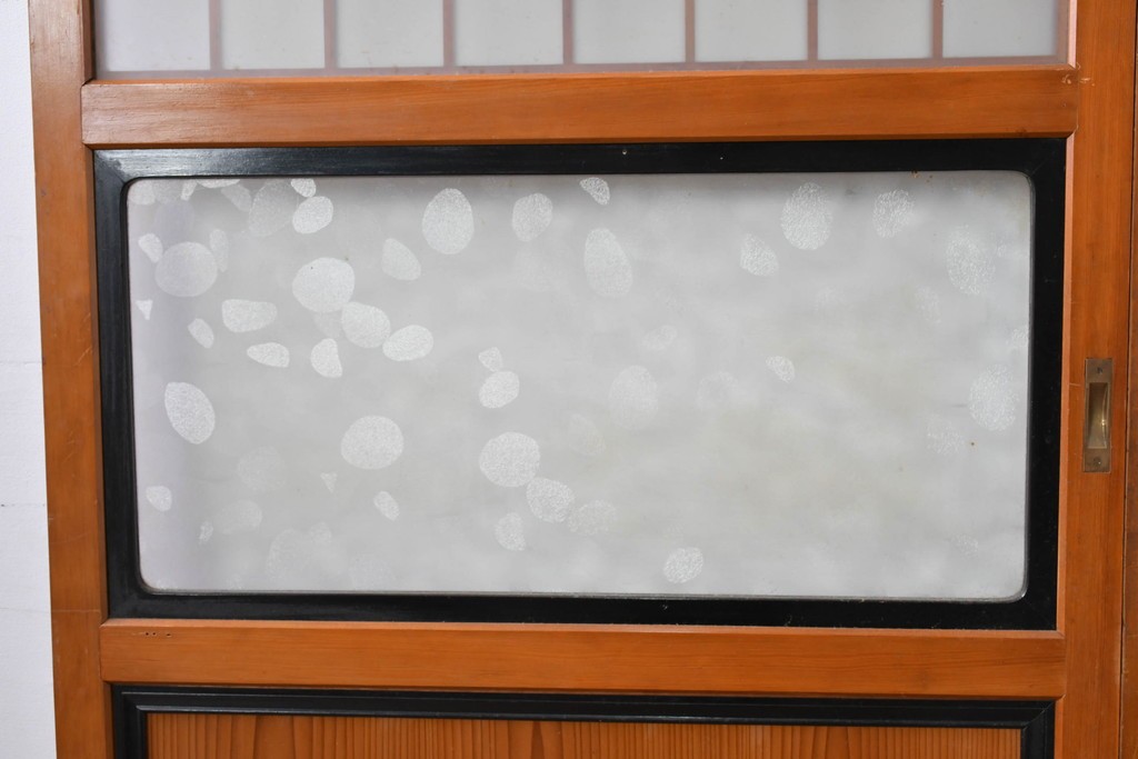 アンティーク建具　昭和初期～中期　美品　上手物!!　幾何学格子デザインの引き戸2枚セット　(R-085049)