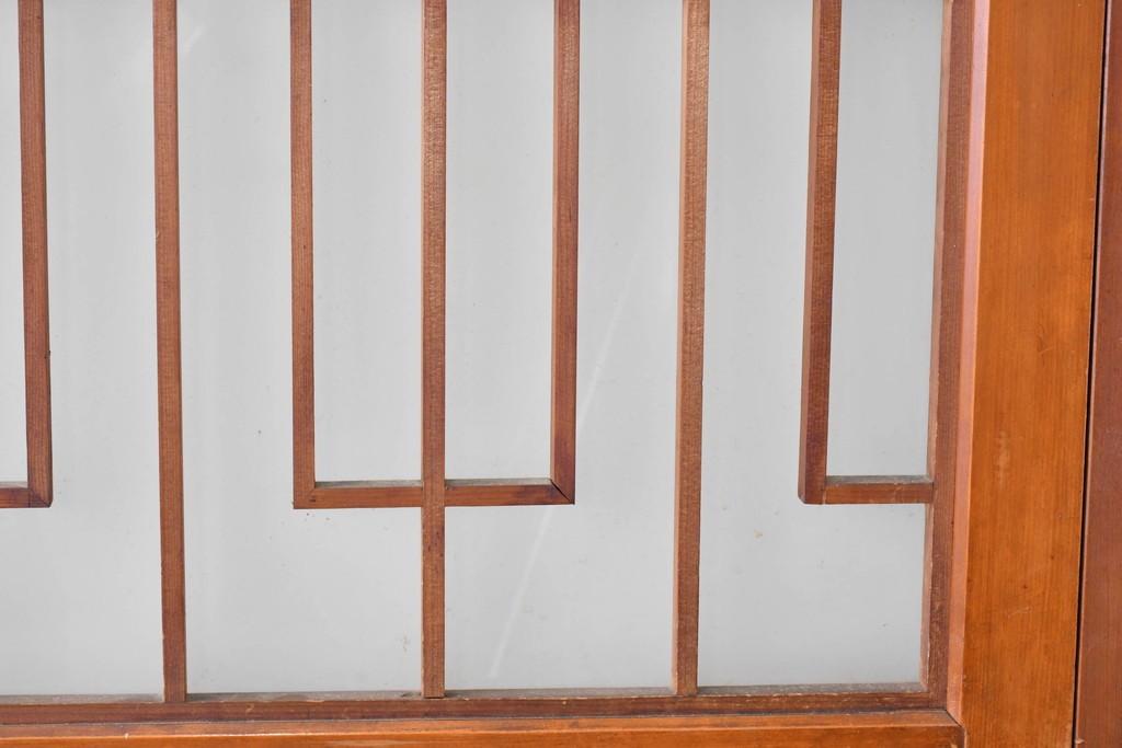 アンティーク建具　昭和初期～中期　美品　上手物!!　幾何学格子デザインの引き戸2枚セット　(R-085049)