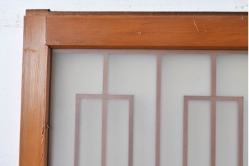 アンティーク建具　昭和初期～中期　美品　上手物!!　幾何学格子デザインの引き戸2枚セット　(R-085049)