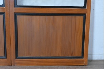 アンティーク建具　昭和初期～中期　美品　上手物!!　幾何学格子デザインの引き戸2枚セット　(R-085049)