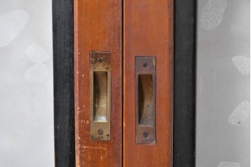 アンティーク建具　昭和初期～中期　美品　上手物!!　幾何学格子デザインの引き戸2枚セット　(R-085049)