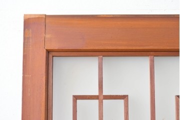 アンティーク建具　昭和初期～中期　美品　上手物!!　幾何学格子デザインの引き戸2枚セット　(R-085049)