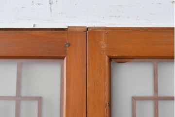 アンティーク建具　昭和初期～中期　美品　上手物!!　幾何学格子デザインの引き戸2枚セット　(R-085049)