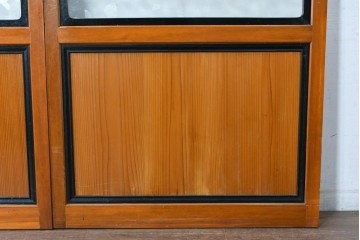 アンティーク建具　昭和初期～中期　美品　上手物!!　幾何学格子デザインの引き戸2枚セット　(R-085049)