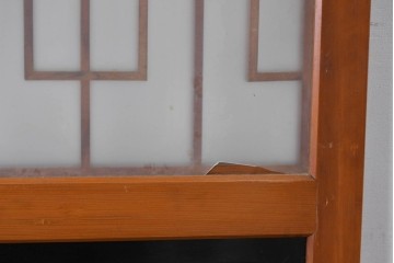 アンティーク建具　昭和初期～中期　美品　上手物!!　幾何学格子デザインの引き戸2枚セット　(R-085049)
