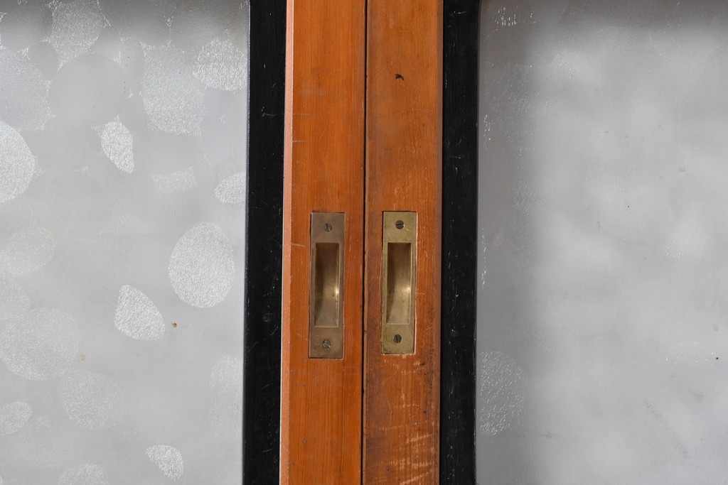 アンティーク建具　昭和初期～中期　美品　上手物!!　幾何学格子デザインの引き戸2枚セット　(R-085049)