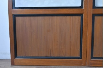 アンティーク建具　昭和初期～中期　美品　上手物!!　幾何学格子デザインの引き戸2枚セット　(R-085049)