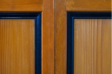 アンティーク建具　昭和初期～中期　美品　上手物!!　幾何学格子デザインの引き戸2枚セット　(R-085049)