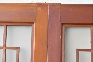 アンティーク建具　昭和初期～中期　美品　上手物!!　幾何学格子デザインの引き戸2枚セット　(R-085049)