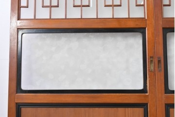 アンティーク建具　昭和初期～中期　美品　上手物!!　幾何学格子デザインの引き戸2枚セット　(R-085049)