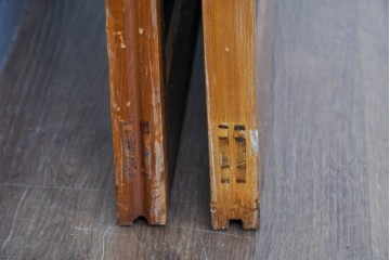 アンティーク建具　昭和初期～中期　美品　上手物!!　幾何学格子デザインの引き戸2枚セット　(R-085049)