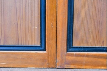 アンティーク建具　昭和初期～中期　美品　上手物!!　幾何学格子デザインの引き戸2枚セット　(R-085049)