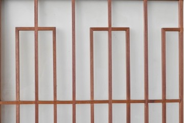 アンティーク建具　美品　上手物!!　凝った格子意匠の引き戸2枚セット　(R-085050)