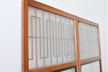 アンティーク建具　美品　上手物!!　凝った格子意匠の引き戸2枚セット　(R-085050)