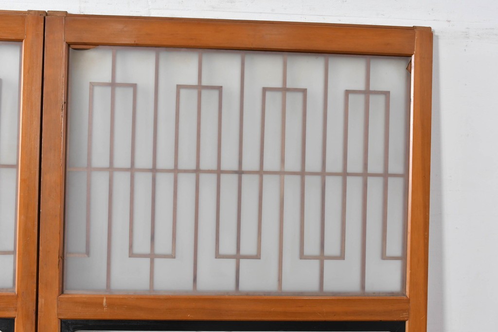 アンティーク建具　美品　上手物!!　凝った格子意匠の引き戸2枚セット　(R-085050)