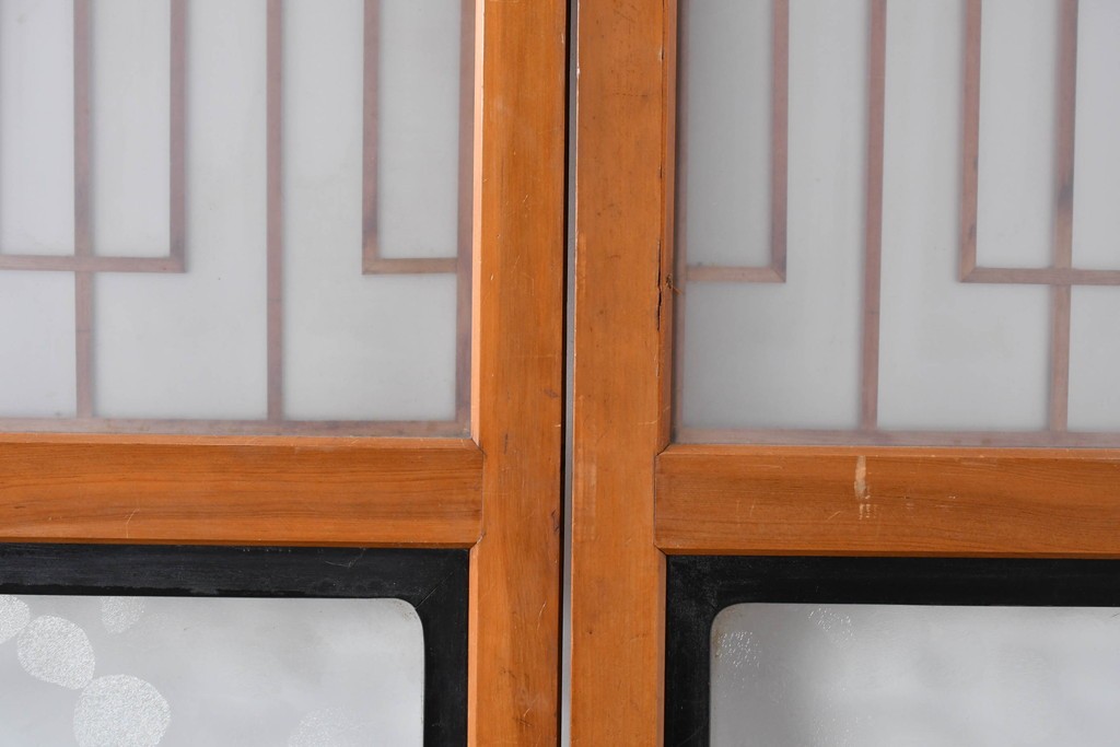 アンティーク建具　美品　上手物!!　凝った格子意匠の引き戸2枚セット　(R-085050)