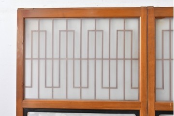 アンティーク建具　美品　上手物!!　凝った格子意匠の引き戸2枚セット　(R-085050)