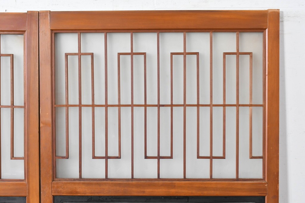 アンティーク建具　美品　上手物!!　凝った格子意匠の引き戸2枚セット　(R-085050)