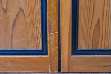 アンティーク建具　美品　上手物!!　凝った格子意匠の引き戸2枚セット　(R-085050)