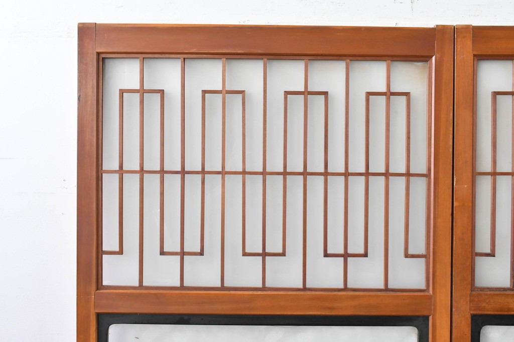 アンティーク建具　美品　上手物!!　凝った格子意匠の引き戸2枚セット　(R-085050)
