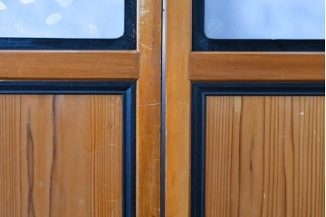 アンティーク建具　美品　上手物!!　凝った格子意匠の引き戸2枚セット　(R-085050)