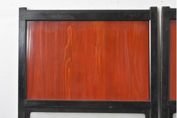 アンティーク建具　美品　板戸とガラス帯を組み合わせたガラス帯戸2枚セット　(R-085051)