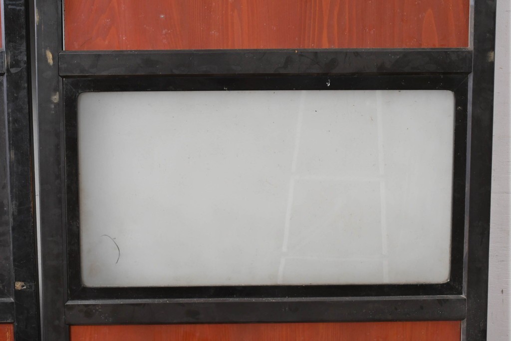 アンティーク建具　美品　板戸とガラス帯を組み合わせたガラス帯戸2枚セット　(R-085051)