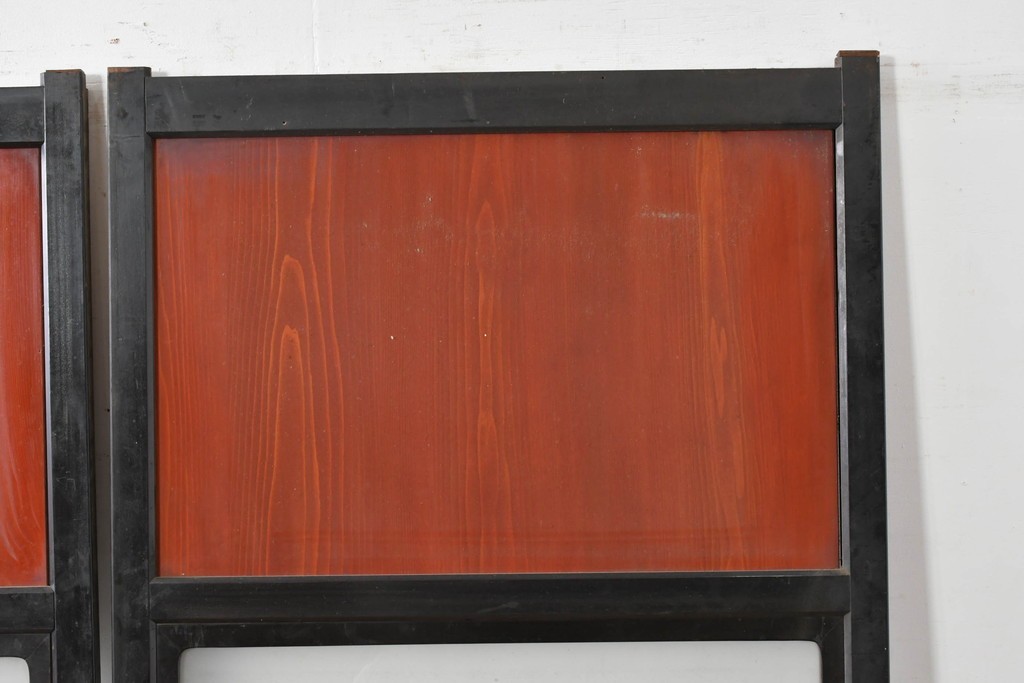 アンティーク建具　美品　板戸とガラス帯を組み合わせたガラス帯戸2枚セット　(R-085051)