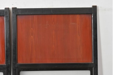 アンティーク建具　美品　板戸とガラス帯を組み合わせたガラス帯戸2枚セット　(R-085051)