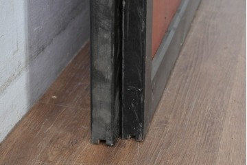 アンティーク建具　美品　板戸とガラス帯を組み合わせたガラス帯戸2枚セット　(R-085051)