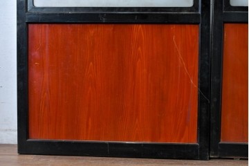 アンティーク建具　美品　板戸とガラス帯を組み合わせたガラス帯戸2枚セット　(R-085051)