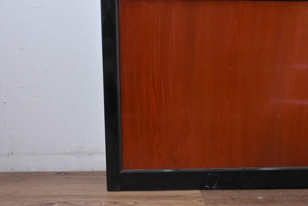 アンティーク建具　美品　板戸とガラス帯を組み合わせたガラス帯戸2枚セット　(R-085051)