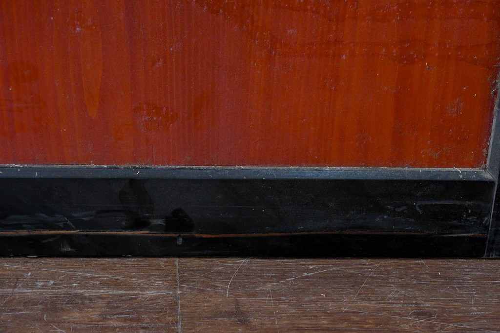 アンティーク建具　美品　板戸とガラス帯を組み合わせたガラス帯戸2枚セット　(R-085051)