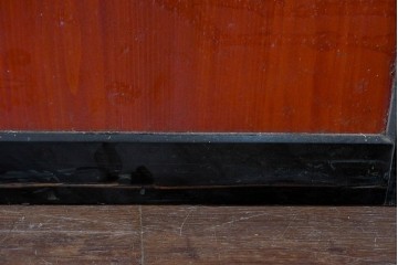 アンティーク建具　美品　板戸とガラス帯を組み合わせたガラス帯戸2枚セット　(R-085051)