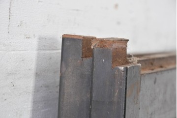 アンティーク建具　美品　板戸とガラス帯を組み合わせたガラス帯戸2枚セット　(R-085051)