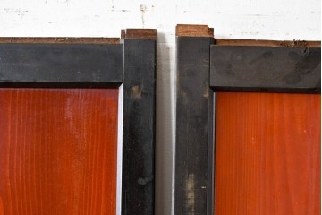 アンティーク建具　美品　板戸とガラス帯を組み合わせたガラス帯戸2枚セット　(R-085051)