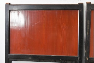 アンティーク建具　美品　板戸とガラス帯を組み合わせたガラス帯戸2枚セット　(R-085051)