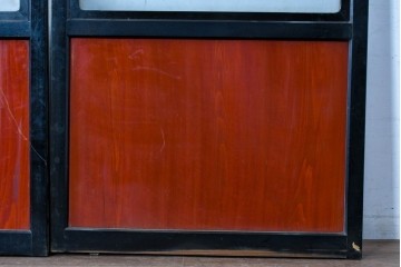 アンティーク建具　美品　板戸とガラス帯を組み合わせたガラス帯戸2枚セット　(R-085051)