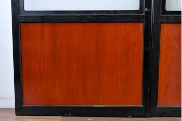 アンティーク建具　美品　板戸とガラス帯を組み合わせたガラス帯戸2枚セット　(R-085051)