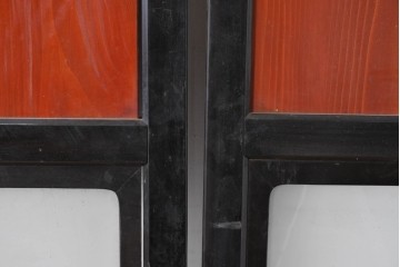 アンティーク建具　美品　板戸とガラス帯を組み合わせたガラス帯戸2枚セット　(R-085051)