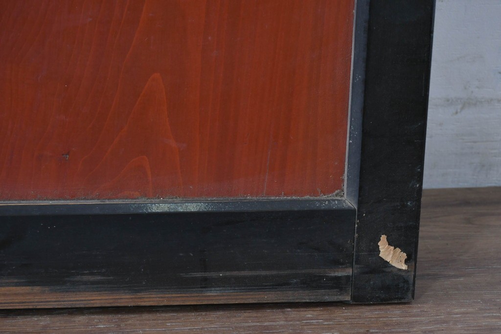 アンティーク建具　美品　板戸とガラス帯を組み合わせたガラス帯戸2枚セット　(R-085051)