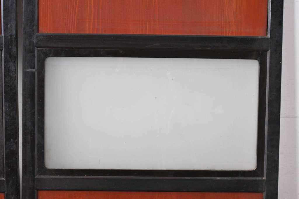 アンティーク建具　美品　板戸とガラス帯を組み合わせたガラス帯戸2枚セット　(R-085051)